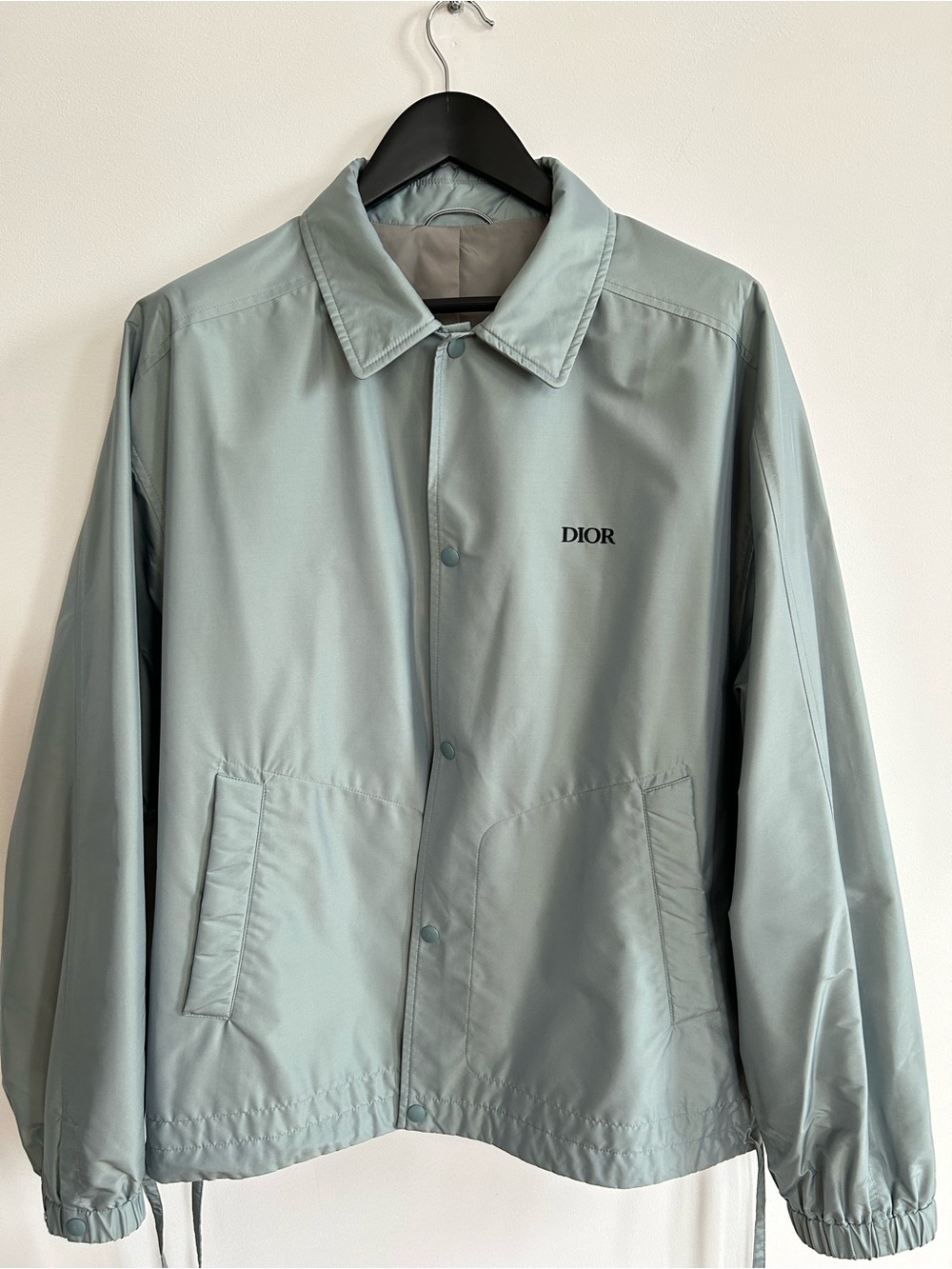 Dior Men's Light Blue Silk Windbreaker Jacket size L/XL 52